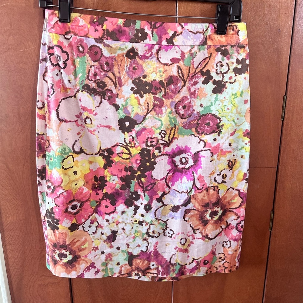 J. Crew Multicolor Floral Pencil Skirt